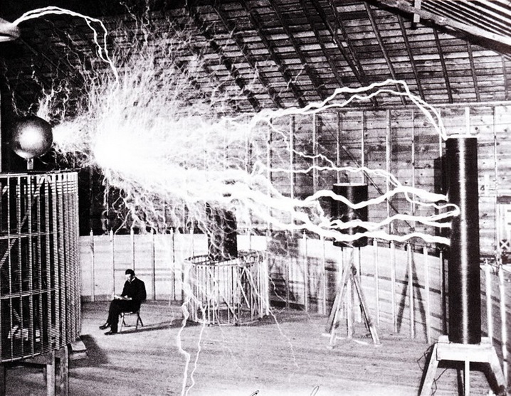 a Tesla coil, photographed by Dickenson V. Alley for the Century Magazine